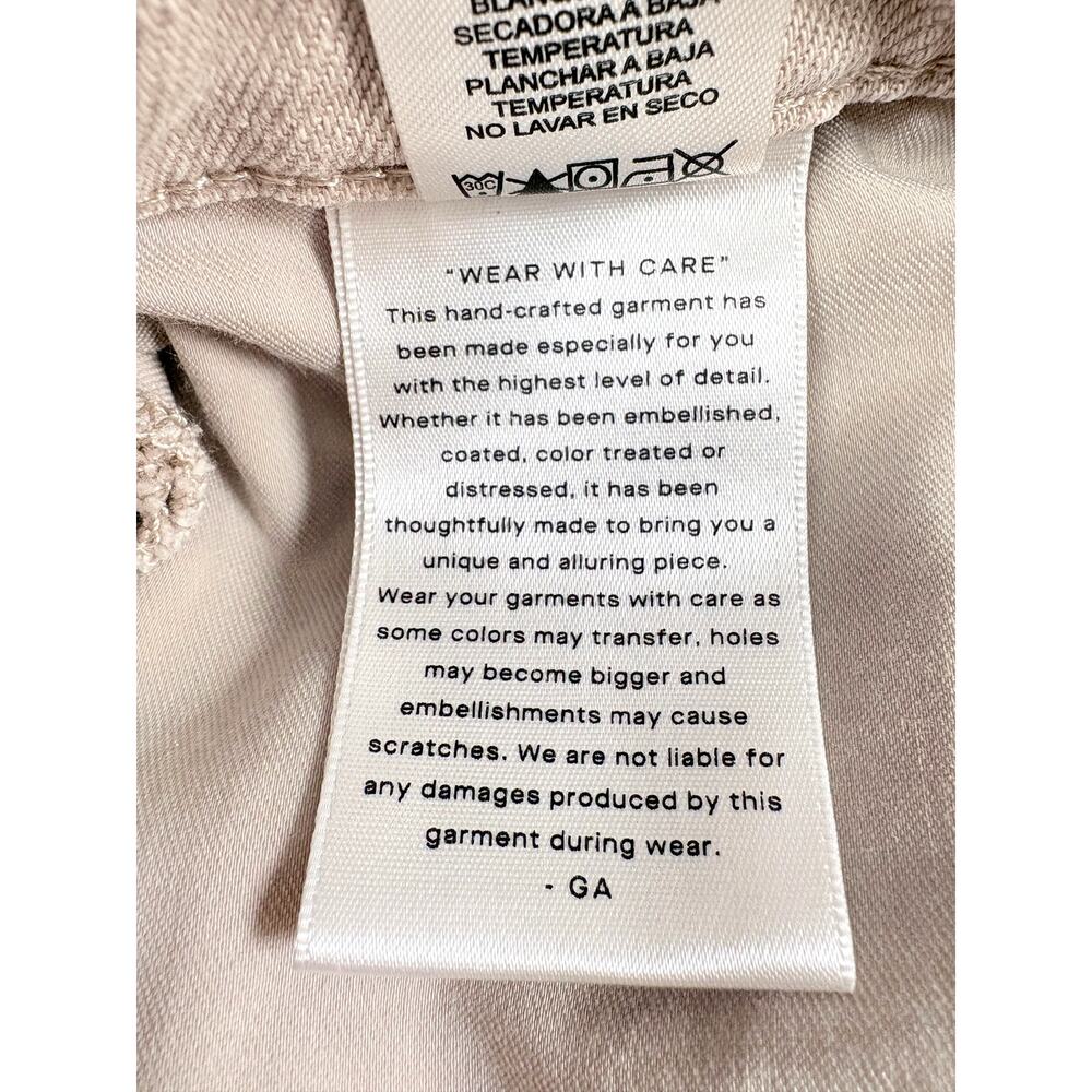 Good American Good Ease Relaxed Jean 0/25 Khaki Beige Raw Hem Wide Leg High Rise - Picture 14 of 14